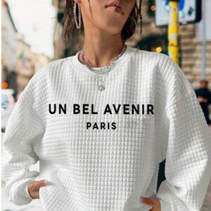 NWOT CHIC Waffle Sweatshirt Paris Logo lighweight